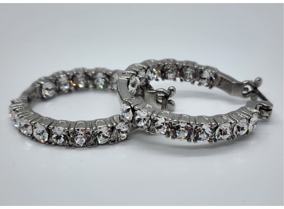 Swarovski Crystal Inside Out Hoop Earrings In Stainless