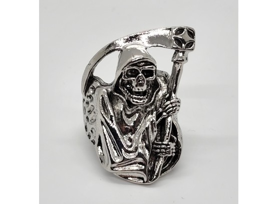 Gothic Punk Grim Reaper Ring In Stainless