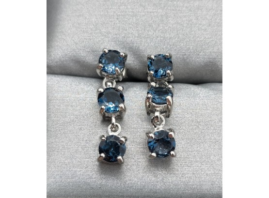 London Blue Topaz Earrings In Platinum Over Sterling
