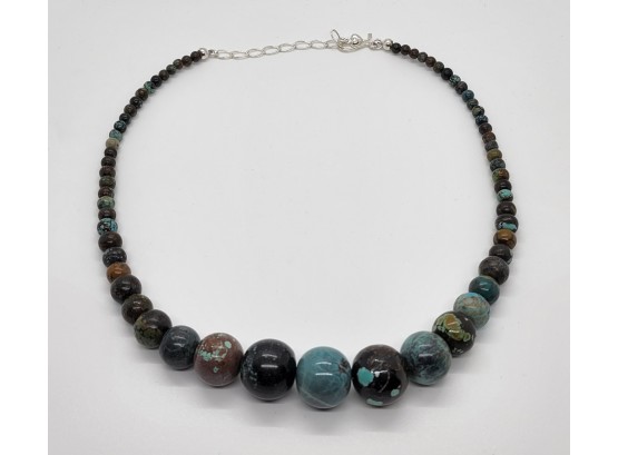Beautiful Hubei Turquoise Necklace With Graduated Beads