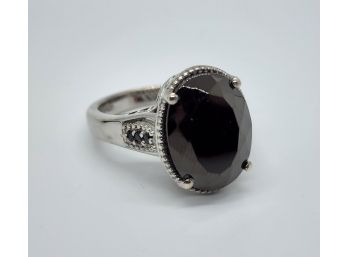Beautiful Shungite & Black Spinel Ring In Platinum Over Sterling