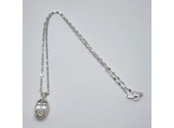 Stunning White Sapphire Pendant Necklace In Sterling