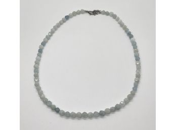 Aquamarine Beaded Necklace In Stainless