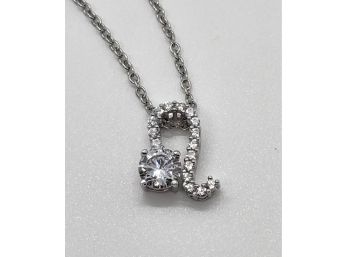 Leo Zodiac Pendant Necklace Made With Premium Cubic Zirconia In Rhodium Over Sterling