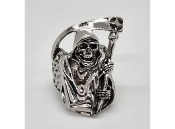 Gothic Punk Grim Reaper Ring In Stainless