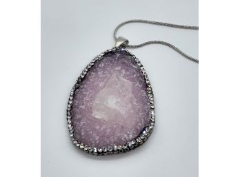 Purple Drusy Quartz, Austria Crystal Pendant Necklace
