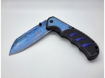 Snake Eye Metallic Blue Pocket Knife