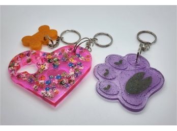 Lot Of 3 Handcrafted Dog Lovers Resin Keychains