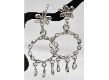 Polki Diamond Earrings In Platinum Over Sterling