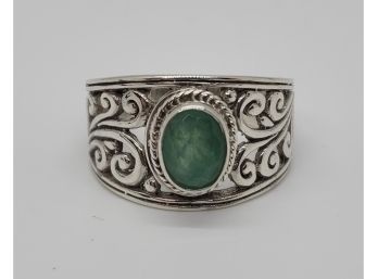 Bali, Zambian Emerald Ring In Sterling