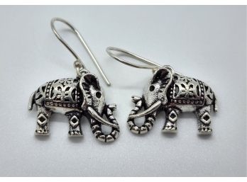 Cute Elephant Earrings In Sterling Silver