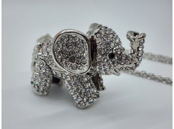 Black & White Austrian Crystal Elephant Pendant Necklace