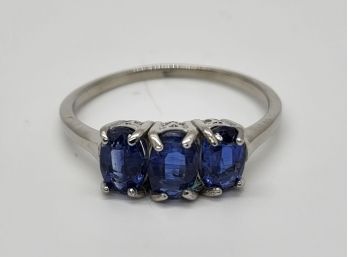 Blue Kyanite, Rhodium Over Sterling Ring