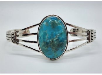 Kingman Turquoise Cuff Bracelet In Sterling Silver