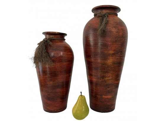 Pair Of Vintage Studio Pottery Earthenware Vases