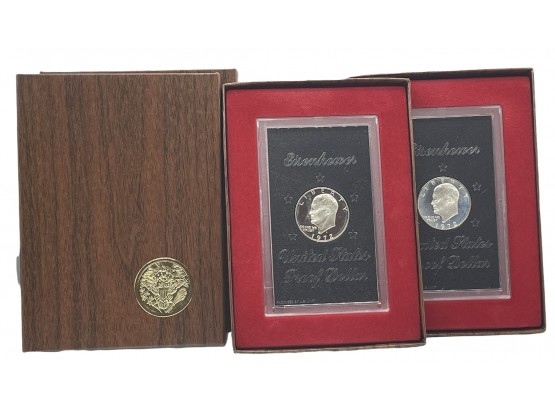 Two 1972 Eisenhower US Proof Dollars (B)