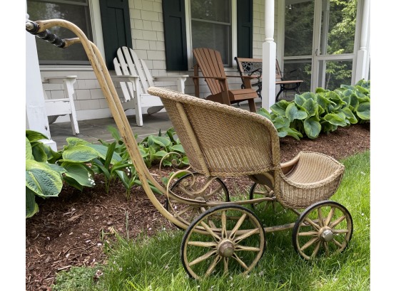 Antique Wicker Buggy Carriage
