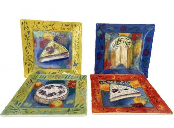 Four Certified International 'Provence' By Linda Montgomery Cheese Plates 8'