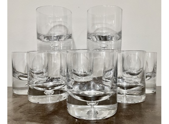 Set Of Eight MCM Heavy Bubble 'On The Rocks' Glasses
