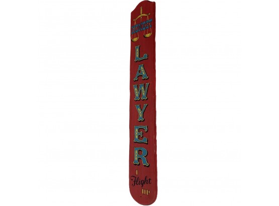 'Honest Lawyer - 1 Flight Up' Hand Painted Wooden Sign 35'