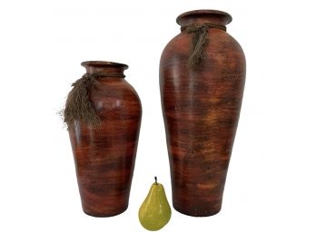 Pair Of Vintage Studio Pottery Earthenware Vases