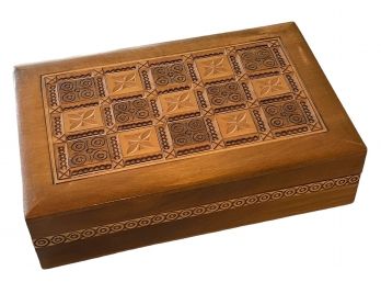 Vintage Carved Wood Box 10' X  7' X  3'