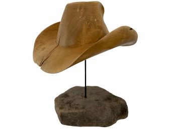 Unique Cowboy Hat Hand Carved Sculpture 19'