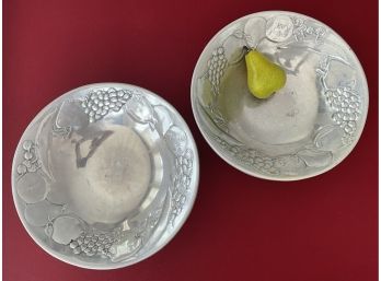 Pair Of Wilton Armetale Polished Pewter 12' Serving Bowls