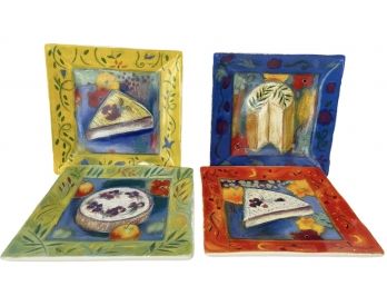 Four Certified International 'Provence' By Linda Montgomery Cheese Plates 8'