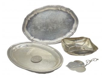 Assortment Of Sterling Silver Plates, Bowl & Server  16.6 Toz