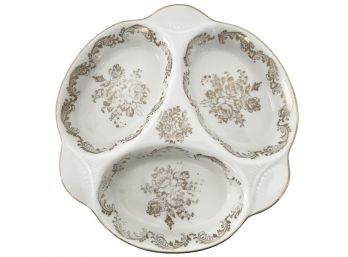 Vintage La Porcelain De France Gilded Serving Dish 10'