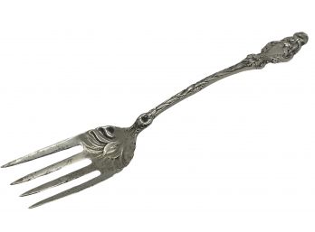 Long Antique Sterling Silver Serving Fork (D) 4.02 Toz