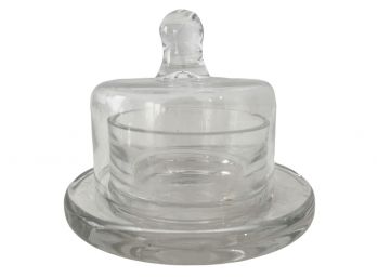 Tiny Domed Glass Butter Dish 3'