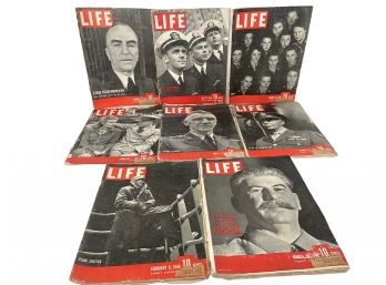 Eight 1943 Vintage Life Magazines