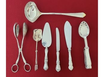 Collection Of Vintage Silver Plate & Sterling Handled Serving Pieces