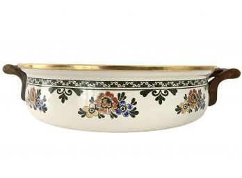 Vintage German Floral Asta Enamel Cookware 10' Pot