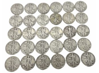 Thirty Liberty US Silver Half Dollars (D)