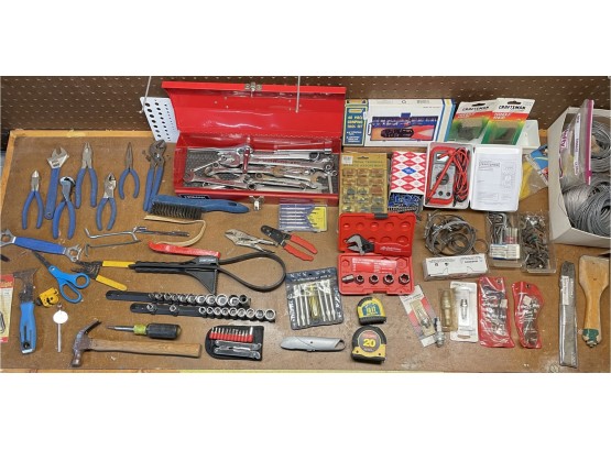 Large Selection Of Hand Tools Including Wrenches, Crimping Tools Set & Homak Tool Box