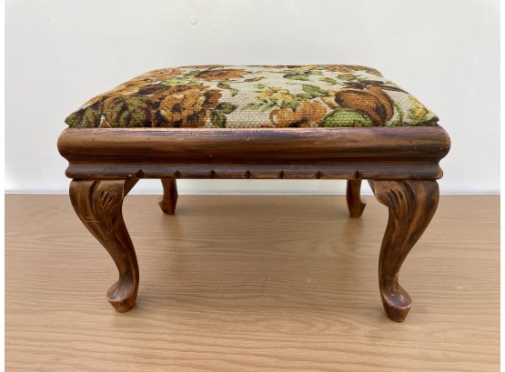 Vintage Floral Fabric Wooden Foot Stool
