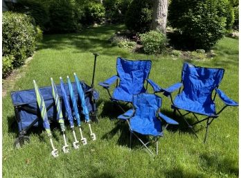 Sideline Spectator Chairs, Clip On Umbrellas & Folding Sports Wagon