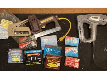 Two Electric Staple Guns With Staples & One Swingline Nail Driver