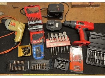 Vintage Black & Decker Electric Drill, Battery Powered Drill And Large Array Of Various Drill Bits