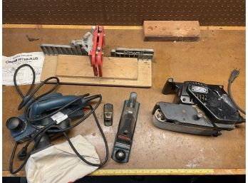 Planers, Belt Sander & Vintage Mitre Box From Oxwall, Bosch And Craftsman