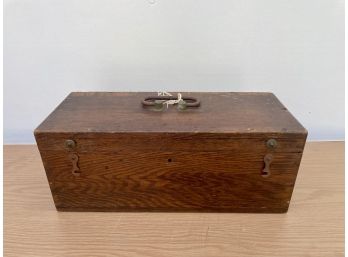 Antique Oak Hinged Box With Aged Patina