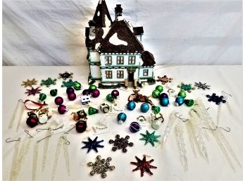 Saint Nicholas Square Light Up Christmas House And Miniature  Ornaments