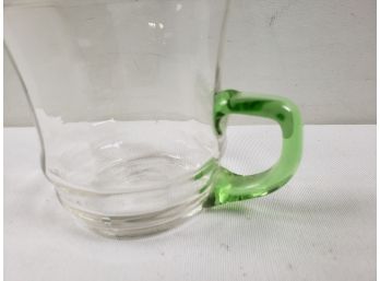 Vintage Victorian Tea Coffee Glass With Green Handle