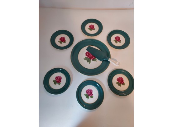Harker Pottery Pie Platter With Matching Pie Plates And Serving Spatula