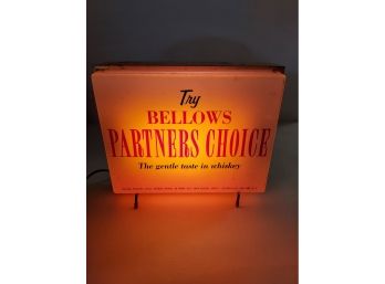 Rare Vintage Bellows Partners Choice Whiskey Advertising Light