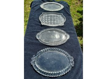 4 Heavy Clear Glass Serving Platters