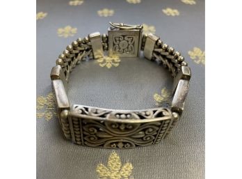 Absolutely Gorgeous Mans Carved Heavy Sterling Bracelet